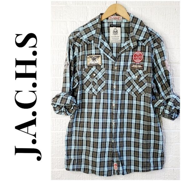 J.A.C.H.S western style plaid button down extra large - Picture 1 of 13